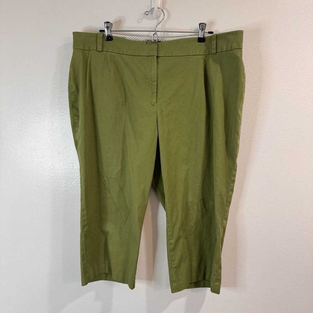 Talbots Pants Cropped Capri 16W Olive Green Patchwork Heritage Cotton Straight